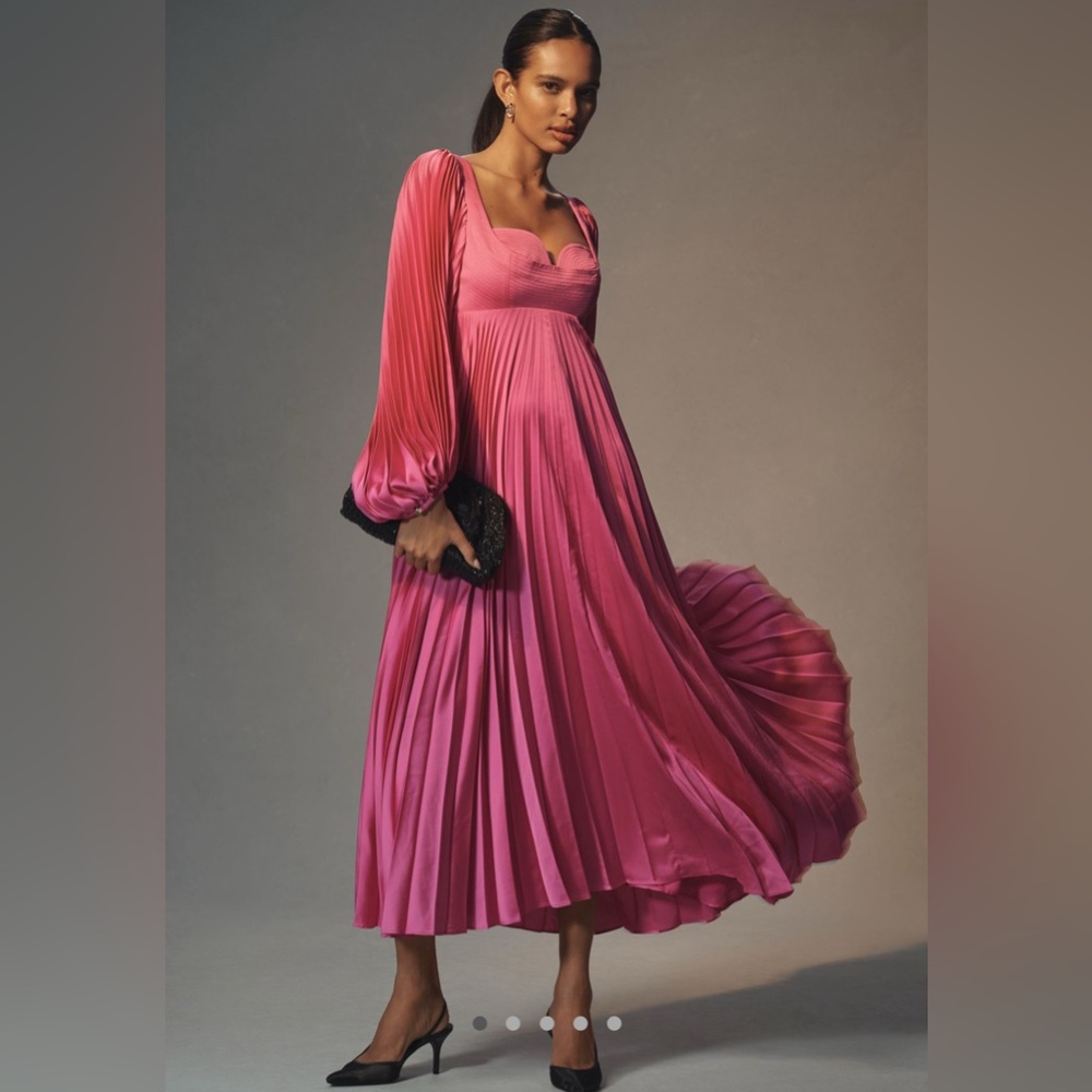 Acler pink Ellington long sleeve sweet heart dress from Anthropologie